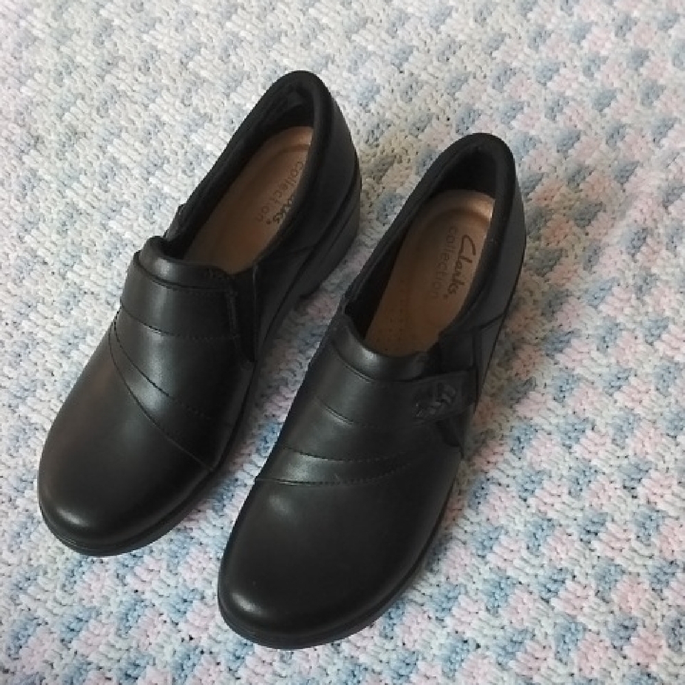 Clarks Black Slip-On Shoes